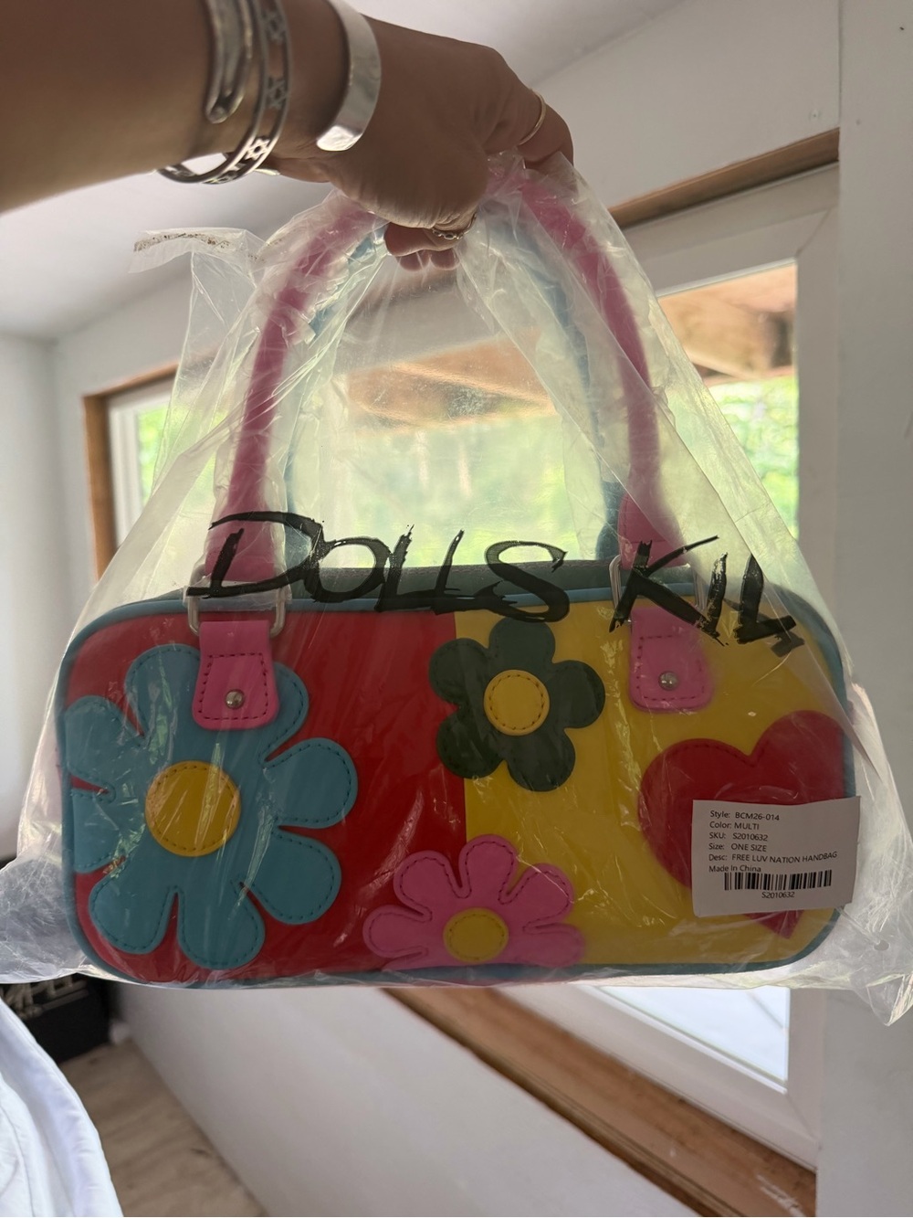 Dolls Kill Multicolor Floral Patchwork Barrel Bag